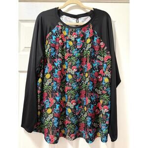 Torrid 4 (4X 26) Disney Lilo & Stitch Tattoo Long Sleeve Rash Guard Swim Top